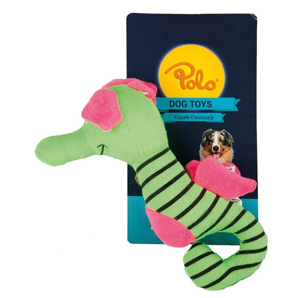 Polo Peluş Çizgili Denizatı Yeşil/mavi Köpek Oyuncağı 18 Cm ürün görseli 1