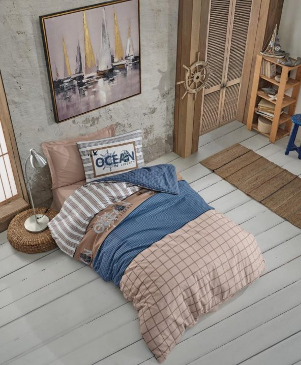 Cotton Box Genç Odası Tek Kişilik Nevresim Takımı Ocean Lacivert ürün görseli 1