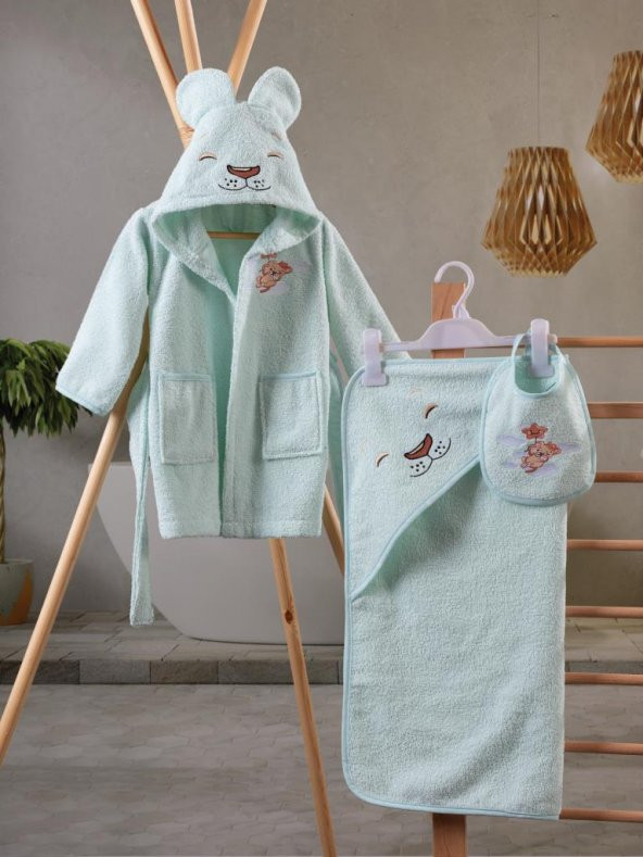 Cotton Box Bebek Banyo Seti Aslan Mint ürün görseli 1