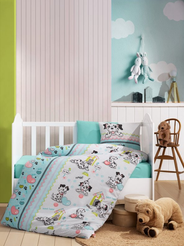 Cotton Box Flanel Bebek Nevresim Takımı Dalmaçyalı Mint ürün görseli 1
