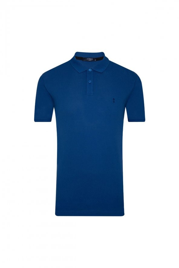 SÜVARİ Polo Yaka Slim Fit Pike Desenli Koyu Mavi Erkek T-shirt ürün görseli 1