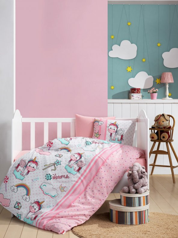 Cotton Box Flanel Bebek Nevresim Takımı Unicorn Pembe ürün görseli 1