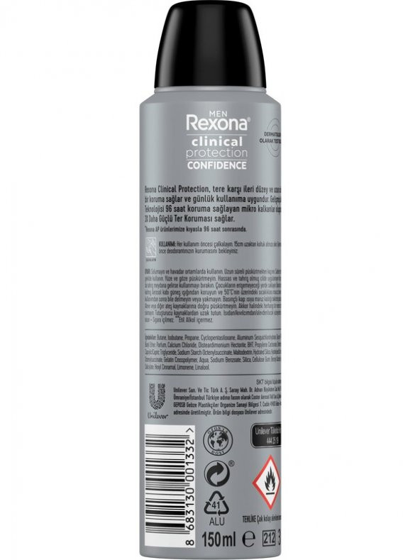 Rexona Men Clinical Protection Erkek Sprey Deodorant 150 ml ürün görseli 1