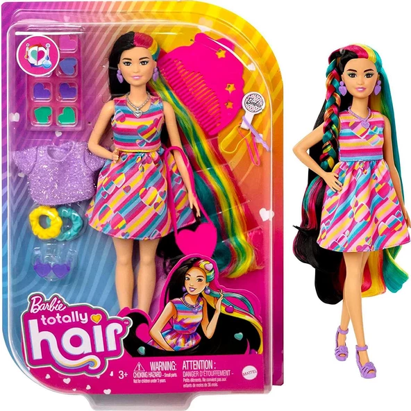 Orjinal Barbie Upuzun Muhteşem Saçlı Bebekler Ve Aksesuarları Siyah Saçlı Kalpli Barbie ürün görseli 1