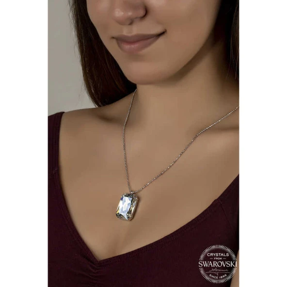 Swarovski Crystal Taşlı Top Zincir Gümüş Kadın Kolye ürün görseli 1