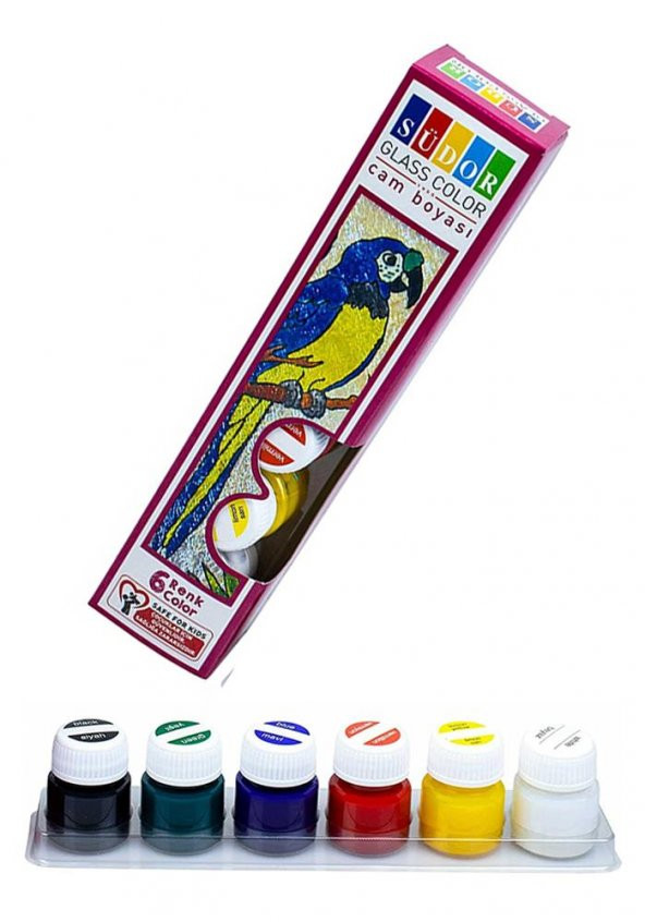 Cam Boyası 6 Renk 15 ml 1 Paket Cam Vitray Boyası Vitray Boya Seti 6 lı ürün görseli 1