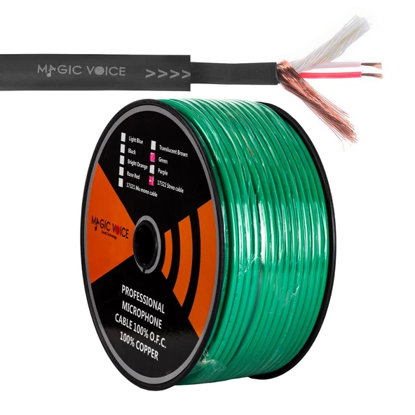 Magicvoice Mikrofon Kablosu Stereo 1.Kalite 100 Metre Yeşil Kablo ürün görseli 1