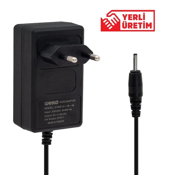 Weko 9 Volt 2 Amper İnce 2.5 0.7 Uç Yerli Üretim Tablet Pc Adaptörü ürün görseli 1