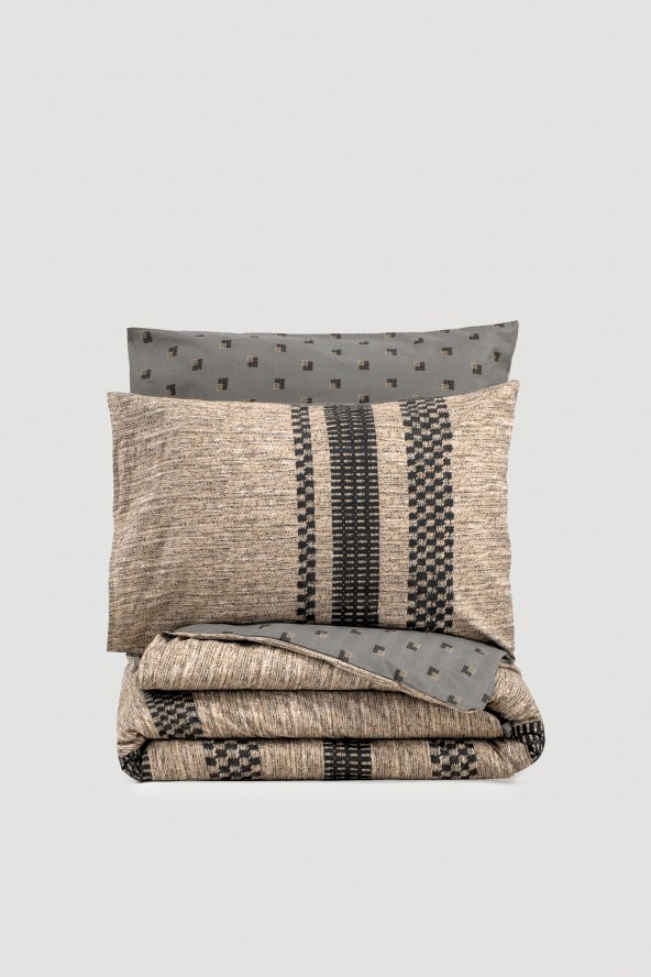 Cotton Box Toprak Çift Kişilik Nevresim Takımı Arlo Kahve ürün görseli 1