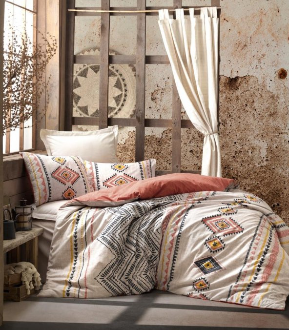 Cotton Box Ethnic Çift Kişilik Nevresim Takımı Felix Kiremit ürün görseli 1