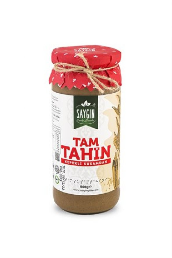 SAYGIN Kepekli Tam Susam Tahini 500 Gr Cam Kavanoz ürün görseli 1
