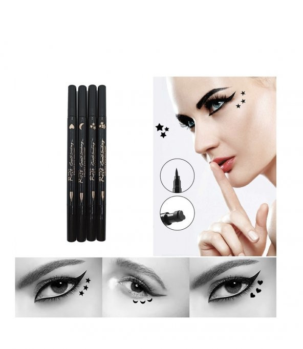 MST COSMETİC Çift Fonksiyonlu Bir Tarafı Kalem Bir Tarafı Kalpli Baskılı Eyeliner ürün görseli 1