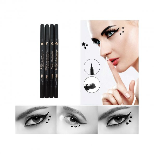 Mst Cosmetic Çift Fonksiyonlu Bir Tarafı Kalem Bir Tarafı Yıldız Baskılı Eyeliner  EYE45675 ürün görseli 1