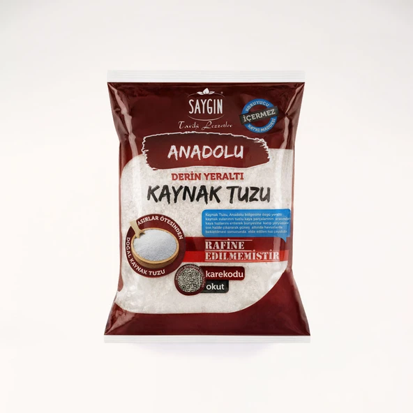 Saygın Tuz Rafine Edilmemiş Doğal Kristal Kaynak Tuzu - Sofra Tuzu / Öğütülmüş / İnce Taneli / Paketli 500 gr ürün görseli 1