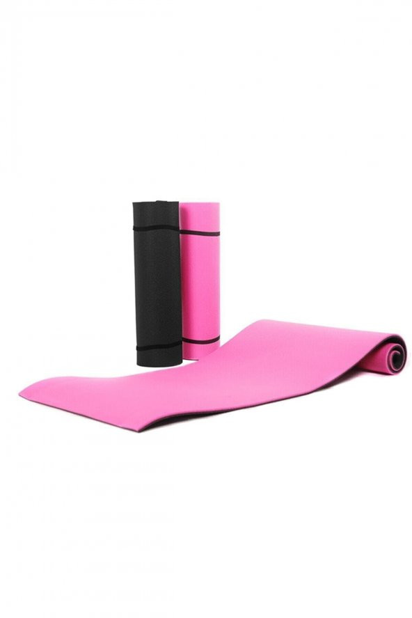 Çift Taraflı Yoga Minderi Ve Spor Matı 16 mm Pembe-Siyah ürün görseli 1