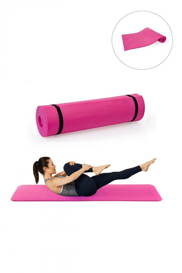Pembe Yoga Minderi Ve Spor Matı 8 mm Taşıma Askılı ürün görseli 1