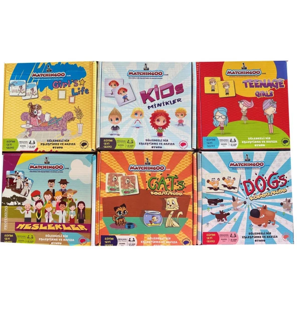 Matchingoo Eşleştirme-Hafıza Kartları Seti: Cats, Dogs, Meslekler, Girls Life, Kids, Teenage Girl ürün görseli 1