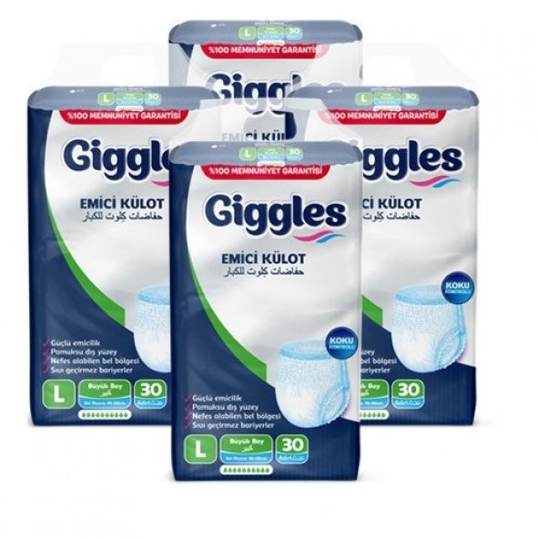 Giggles Emici Külot Büyük Boy L 30'lu 4 Adet Hasta Bezi ürün görseli 1