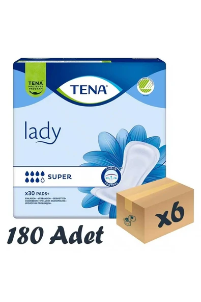Tena Lady Super, Kadın Mesane Pedi, 7 Damla, 30'lu 6 Paket 180 Adet ürün görseli 1