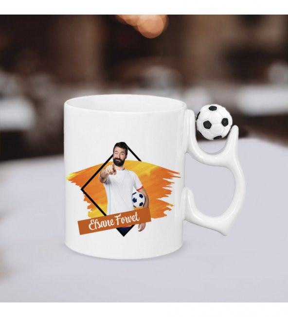 Kişiye Özel Futbol Toplu Porselen Beyaz Kupa Bardak HK2587 ürün görseli 1