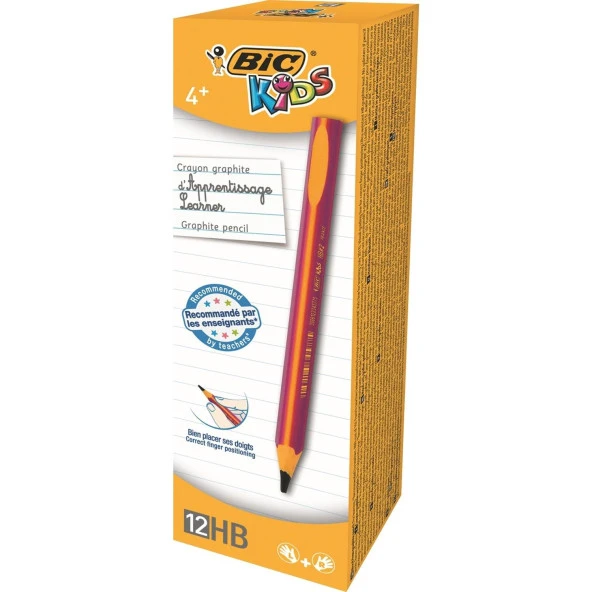 Bic Kids Evolution Üçgen Jumbo HB Kurşun Kalem Pembe Başlangıç Kalemi (12 Li Paket) ürün görseli 1