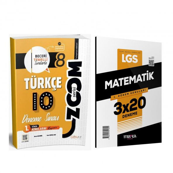 Günay 8.Sınıf 1.Dönem Türkçe ve Marka Matematik Deneme Seti 2 Kitap ürün görseli 1