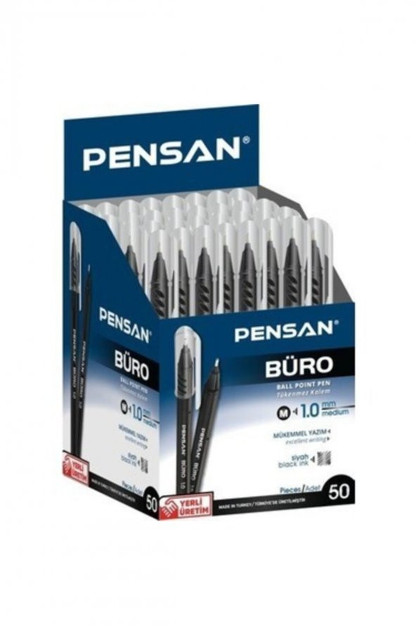 Büro 1mm Uçlu Tükenmez Kalem 50li Paket Siyah ürün görseli 1