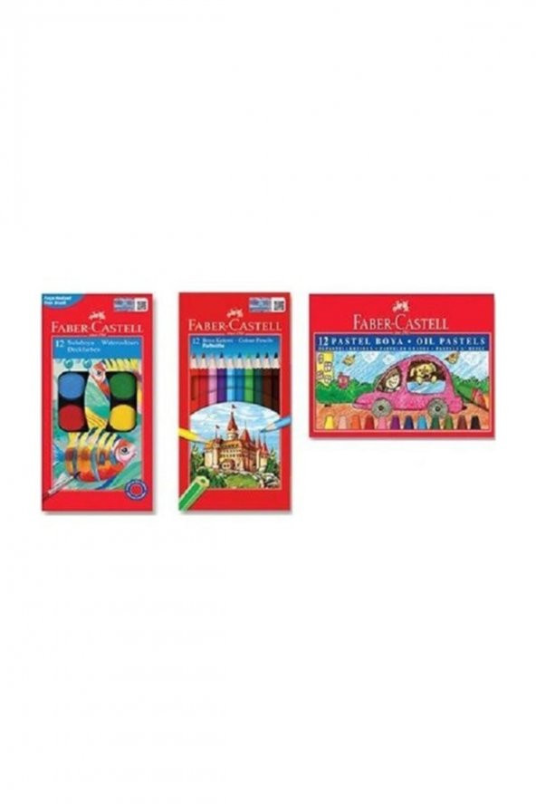 3lü Boya Seti 12li Sulu Kuru Ve Pastel Boya ürün görseli 1
