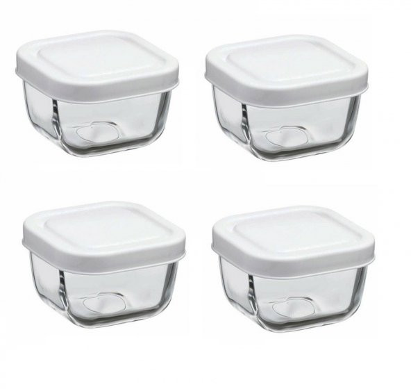 Paşabahçe 53223 snowbox 4 lü cam saklama kabı 275cc beyaz ürün görseli 1