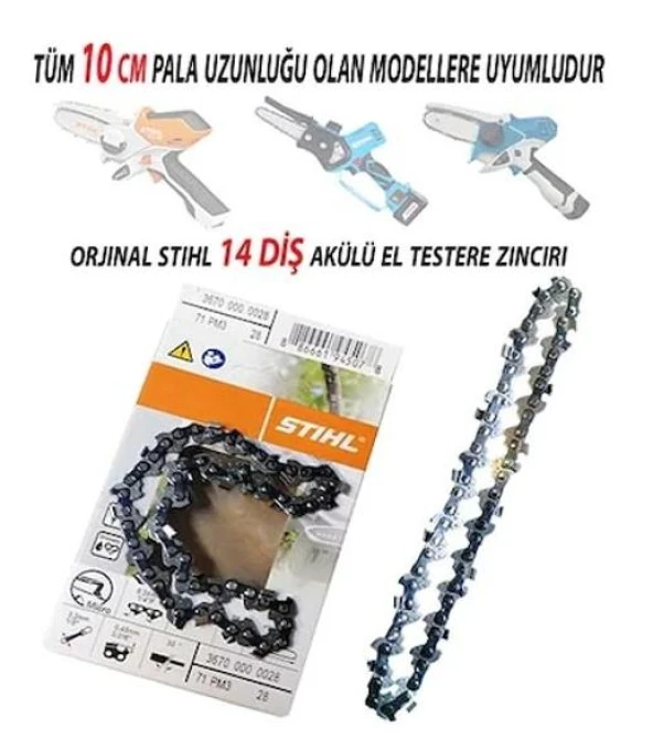 Stihl GTA26 ve Titanium GTA26 Uyumlu  1/4 inch  14 Diş Zincir ürün görseli 1
