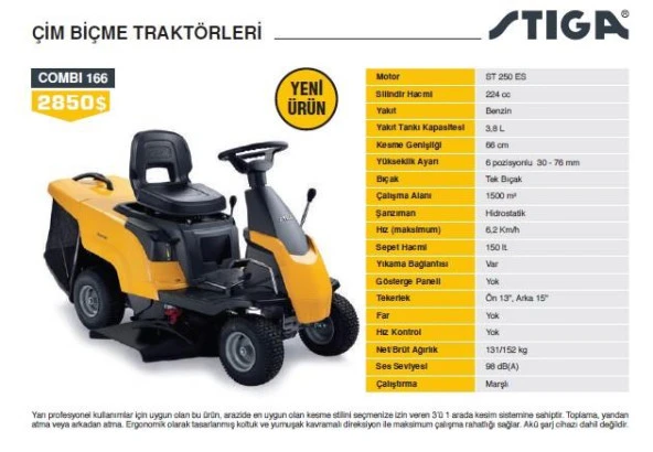 Stiga Combi 166 Çim Biçme Traktörü ürün görseli 1