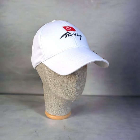 salarticaret Unisex Türkiye Nakışlı Beyaz Şapka ürün görseli 1