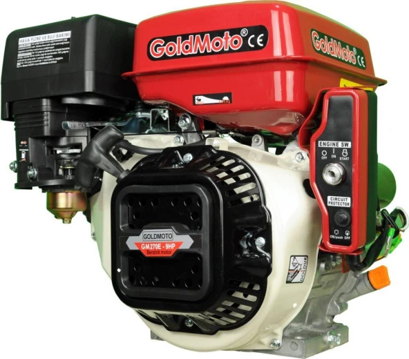 GoldMoto GM270E Benzinli Motor 9 Hp Marşlı Krank Mili Kamalı ürün görseli 1
