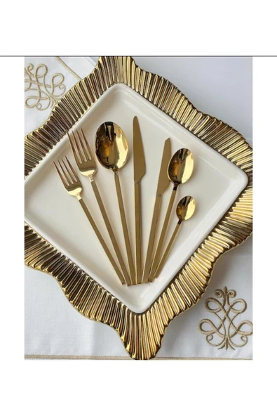 Dilay Çelik Evrim Model 4 Mm Serisi 6 Kişilik 36 Parça Titanyum Gold Çatal Kaşık Bıçak Seti ürün görseli 1
