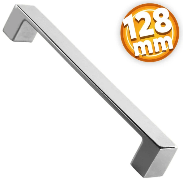 Bihter Düz  Mobilya Mutfak Dolabı Çekmece Dolap Kapak Kulpu Kulbu Krom 128 mm Metal Kulp ürün görseli 1
