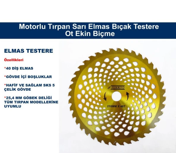 TIRPAN İÇİN ELMAS UÇLU DAİRE TESTERE OT ÇALI BİÇME - 40 DİŞ ELMAS ürün görseli 1