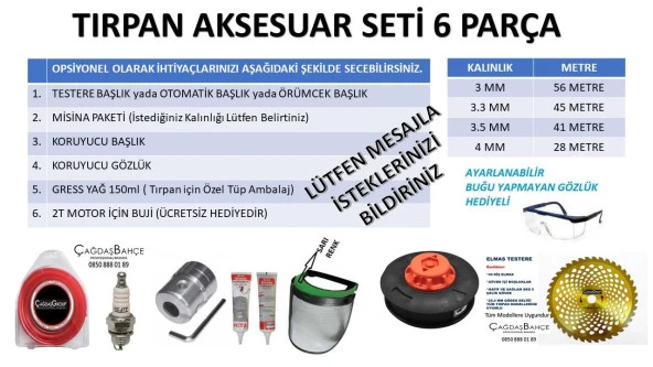 TIRPAN BAKIM VE ÇALIŞMA SETİ-BAŞLIK-MİSİNA-GÖZLÜK-GRESS-BUJİ .... ürün görseli 1