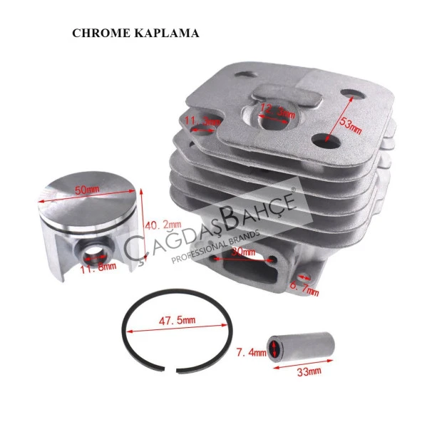 HUSQVARNA 268 TESTERE CHROME SİLİNDİR PİSTON SETİ 50 mm - Resim 3