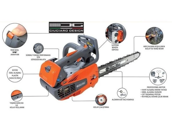 OLEOMAC GST250 BENZİN MOTORLU BUDAMA TESTERESİ 1.3 HP ürün görseli 1
