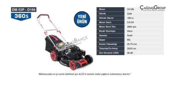 Energy DM53P D196 Benzinli Çim Biçme Makinesi 53cm İtmeli ürün görseli 1