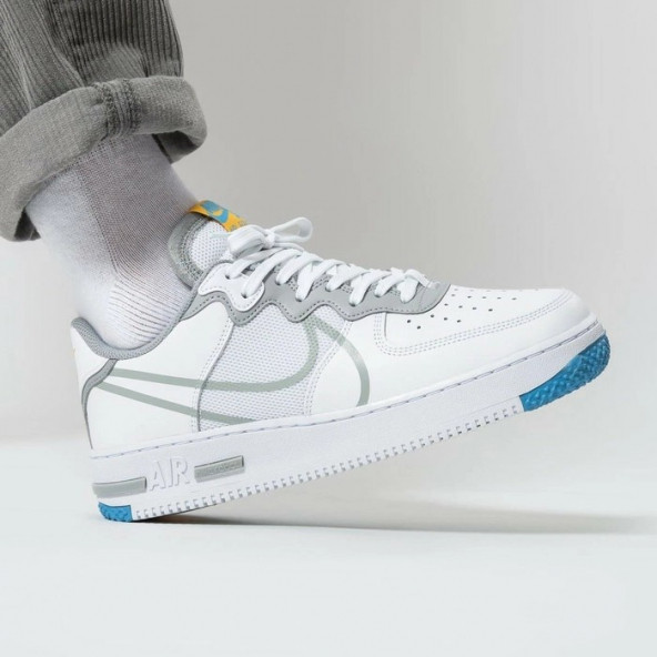 PTTAVM: Nike Air Force 1 React White Light Smoke Grey Sneaker Ayakkabı