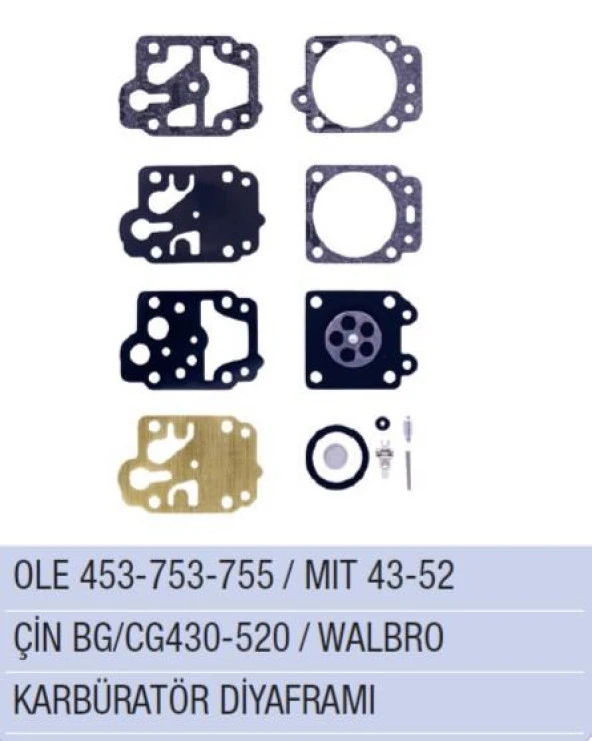 TÜM MODELLER BG430 /CG430 / BG520 / CG520 KARBÜRATÖR DİYAFRAM WARBRO ürün görseli 1