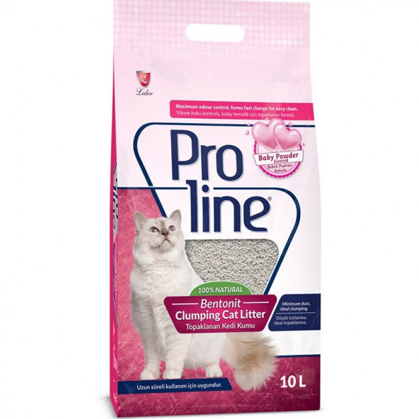 Pro line Bebek Pudrası Kokulu Bentonit İnce Taneli Kedi Kumu 10lt ürün görseli 1