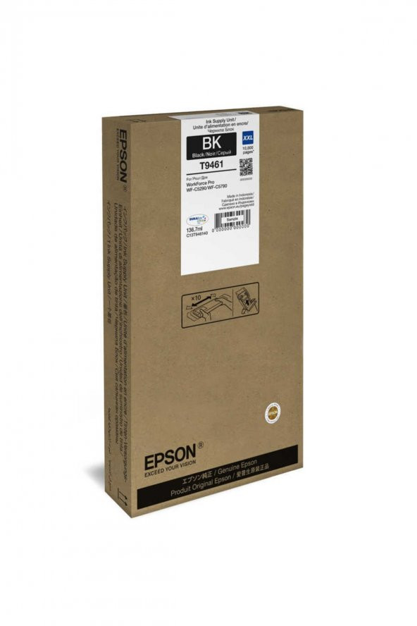 Epson T9461 (C13T946140) Siyah Orjinal Mürekkep 10.000 Sayfa WF-C5290DW / WF-C5790DWF ürün görseli 1