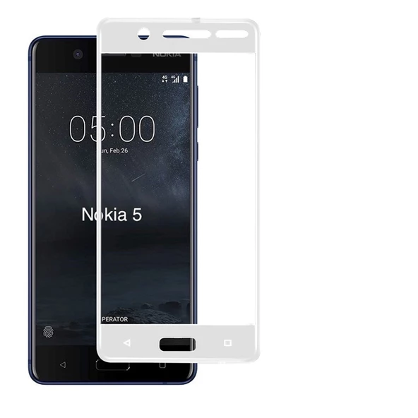 Bufalo Nokia 5 Kavisli 3D Cam Ekran Koruyucu Beyaz ürün görseli 1