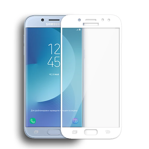 Bufalo Samsung J5 Pro (J530) Kavisli 3D Cam Ekran Koruyucu Beyaz ürün görseli 1