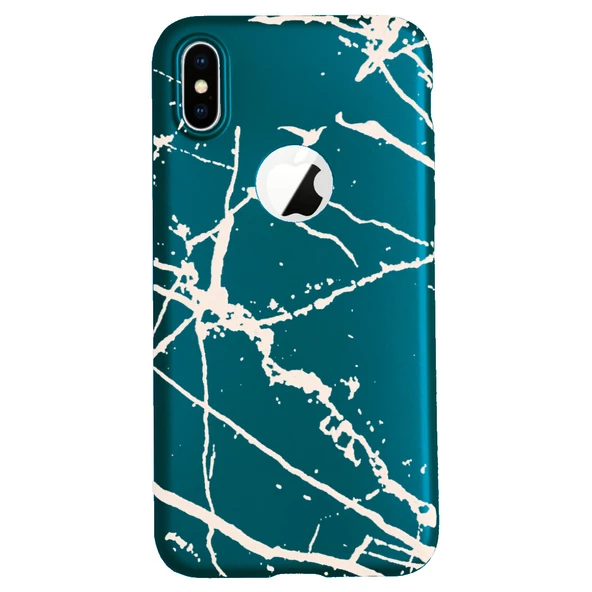 iPhone X/XS Fırça Desen Silikon Arka Kapak Mavi ürün görseli 1