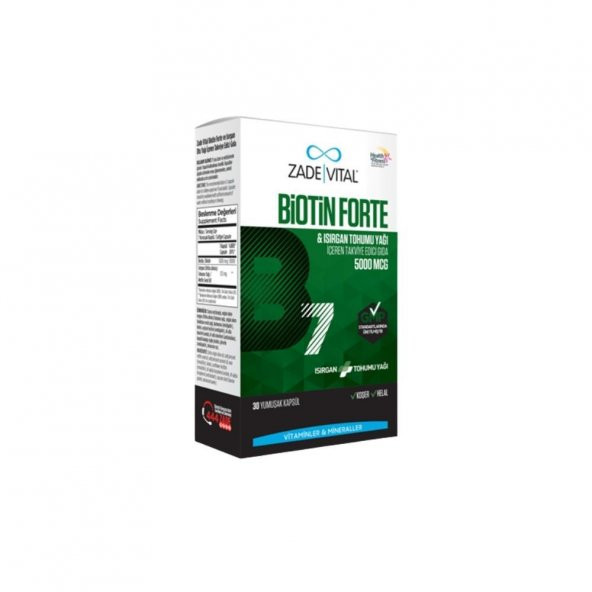 Biotin Forte Isırgan Tohumu Yağı İçeren Takviye Edici Gıda 5000mcg 30 Kapsül ürün görseli 1