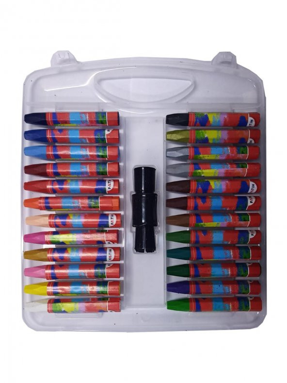 24 Lü Pastel Boya Plastik Çantalı Tutuculu 1 Paket 24 Renk Pastelboya Çantalı Pastel Tutucu Hediyeli ürün görseli 1