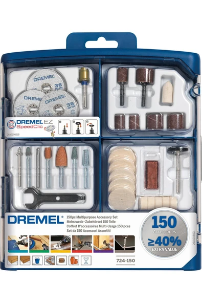 DREMEL ÇOK AMAÇLI AKSESUARSETİ 724 150Lİ ürün görseli 1